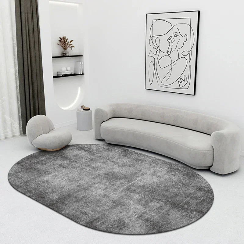 Modern Minimalist Oval Carpet Bedroom Bedside Dresser Non-slip Carpets Large Area Mat Living Room Decoration Rug Washable Rugs