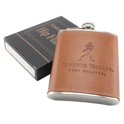 Mini 7oz Pu Leather Wrap Whisky Flagon Stainless Steel Hip Flask Alcohol Bottle Vodka Liquor Pocket