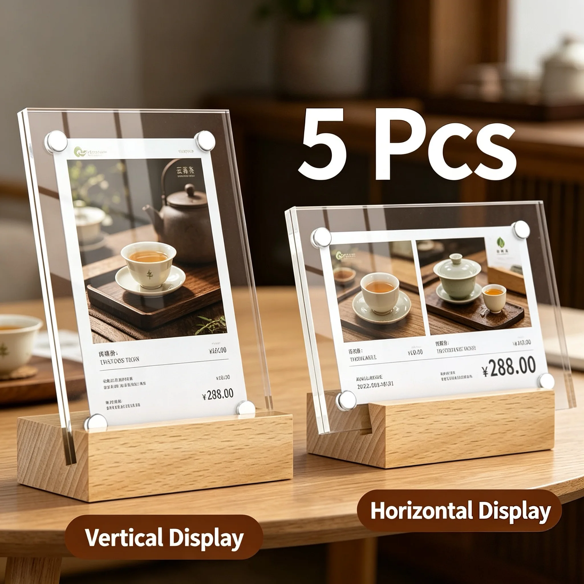 5 Pieces A6 150x100mm L Shape Magnetic Acrylic Sign Holder Display Stand Restaurant Menu Paper Holder Poster Price Label Tags