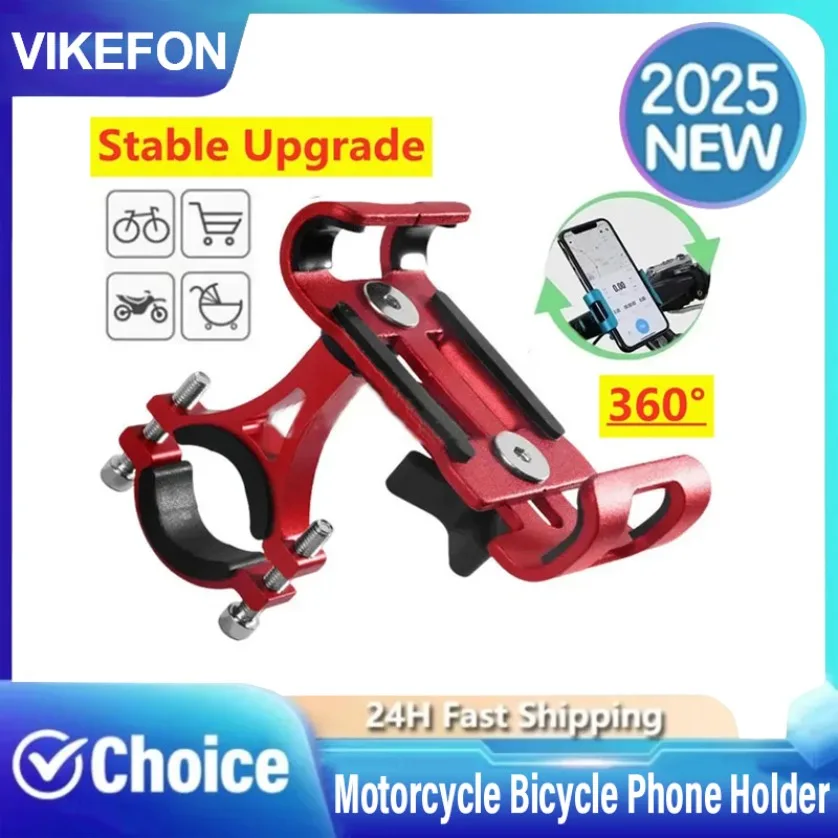 

360 Rotate Aluminum Alloy Anti-slip Bracket Metal Motorcycle Bicycle Phone Holder Support GPS Clip Bike Phone Stand for iPhone