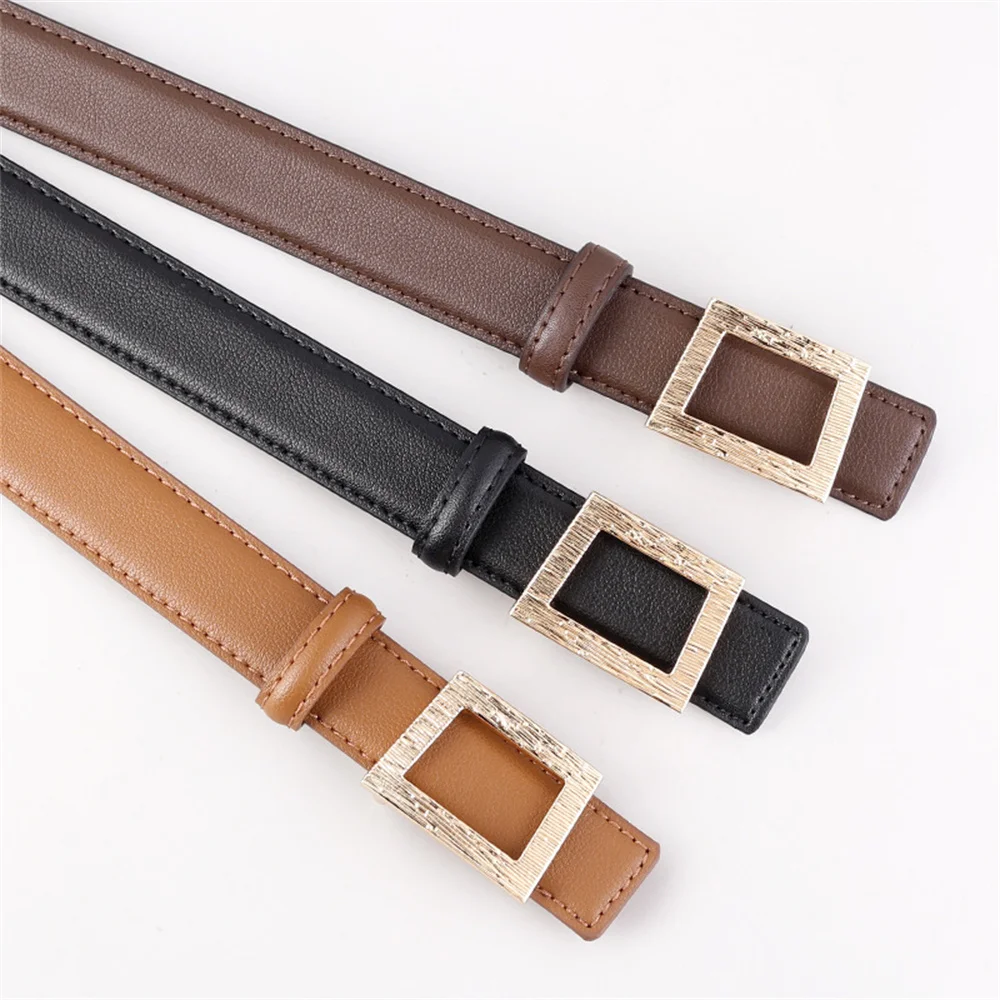 Genuine Leather Belt for Women Korean Design Square Buckle Adjustable Cowhide Belt Autumn Leather Belt Clothing Accessories