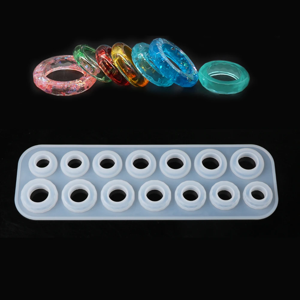 DIY Handmade Jewelry Tools Flat Rings Mould Collection Silicone Resin Crystal Epoxy Molds for Jewelry Making