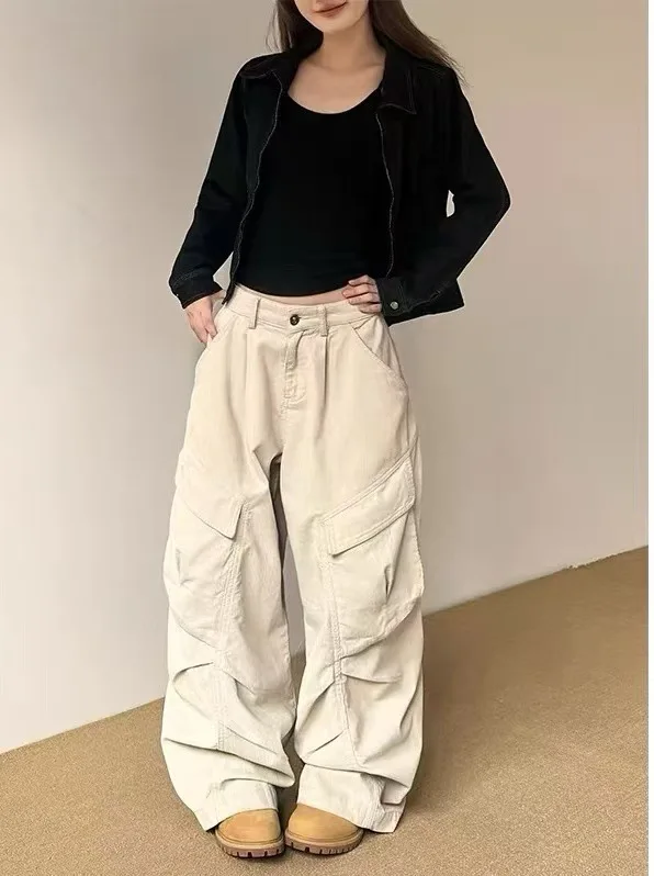 

Multi-pocket Wide Leg Loose Street Casual Cargo Pants Trend Streetwear Women Baggy Pants Vintage Sweatpants