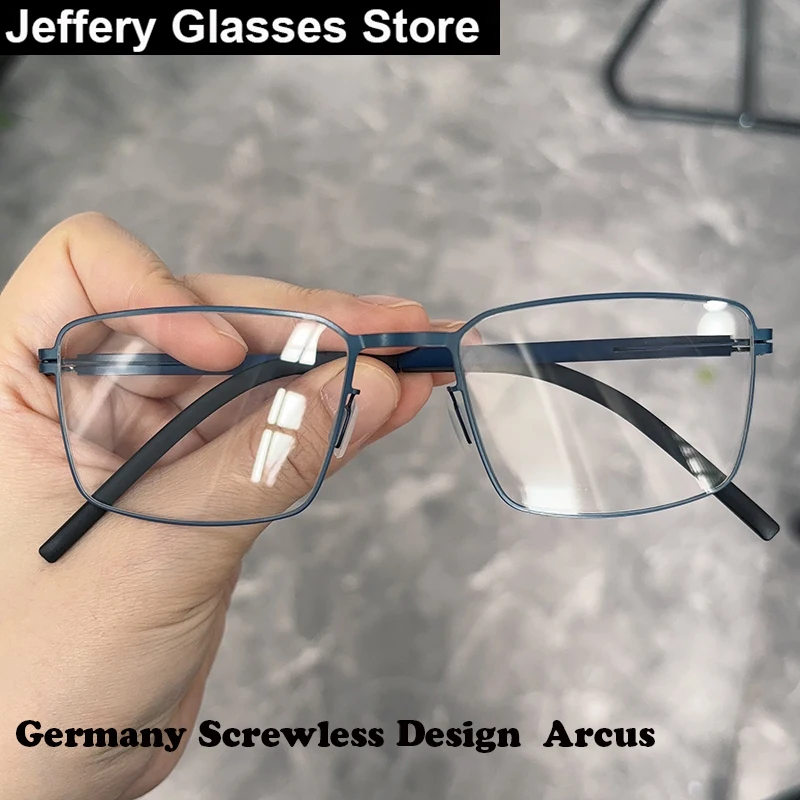 Men Screwless Square Glasses Frame Germany Design Arcus Ultralight 7g Eyeglasses Thin Rim 2024 Hot Sale Brand Designer Eyewear