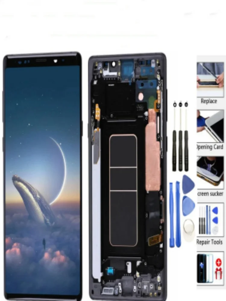 for SAMSUNG Note 8 N950 Display for SAMSUNG  Note 9 LCD N960 With Frame Touch Screen Digitizer Assembly Repair Parts Tested