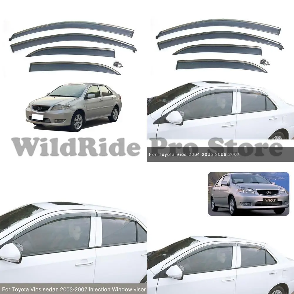 

1 set compatible with 2004 2007 Vios rain visors car window rain guards injection molded vent visors