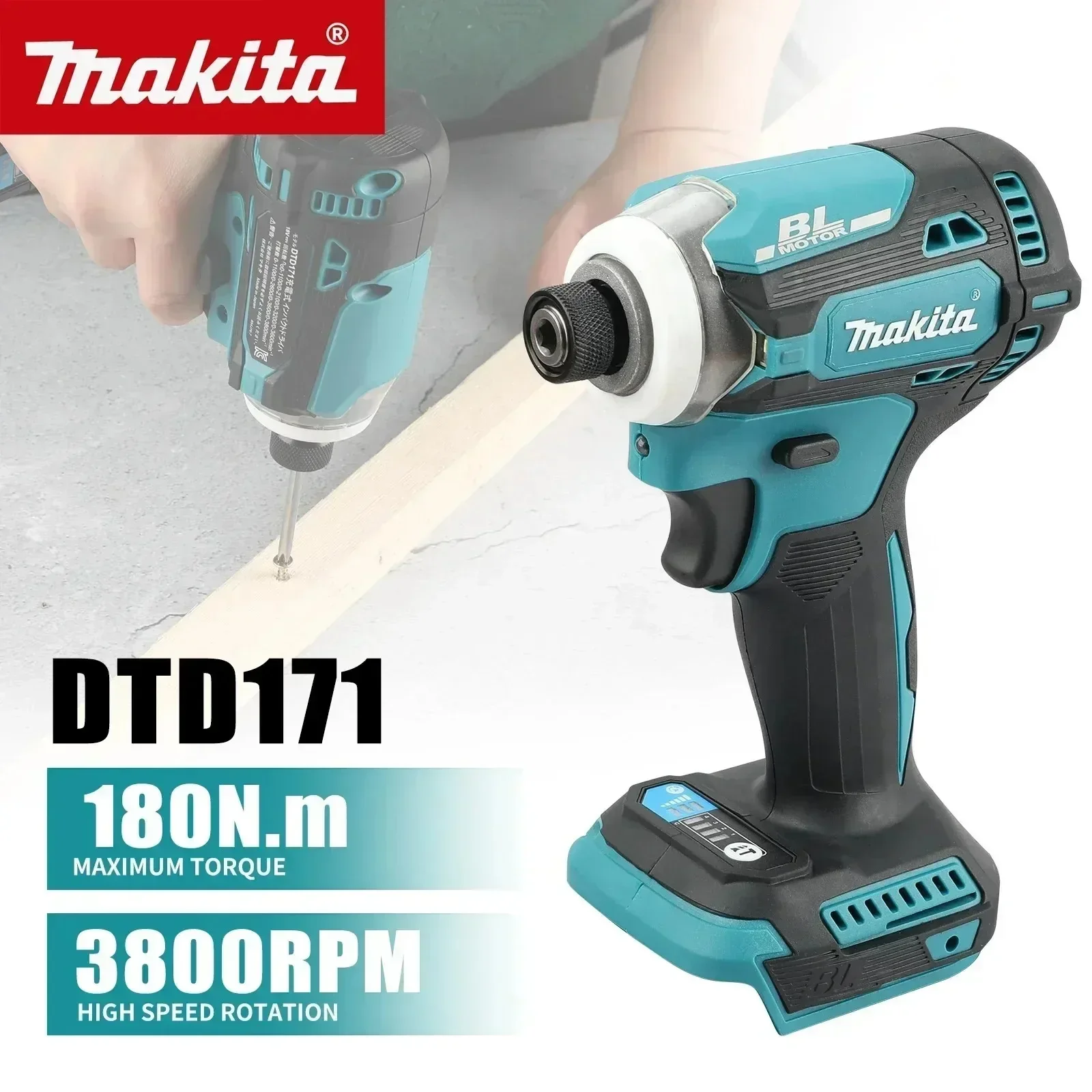 Makita DTD171 18V Brushless Cordless Impact Driver For Door Window Frame Installation Curtain Wall Mounting Work Tool
