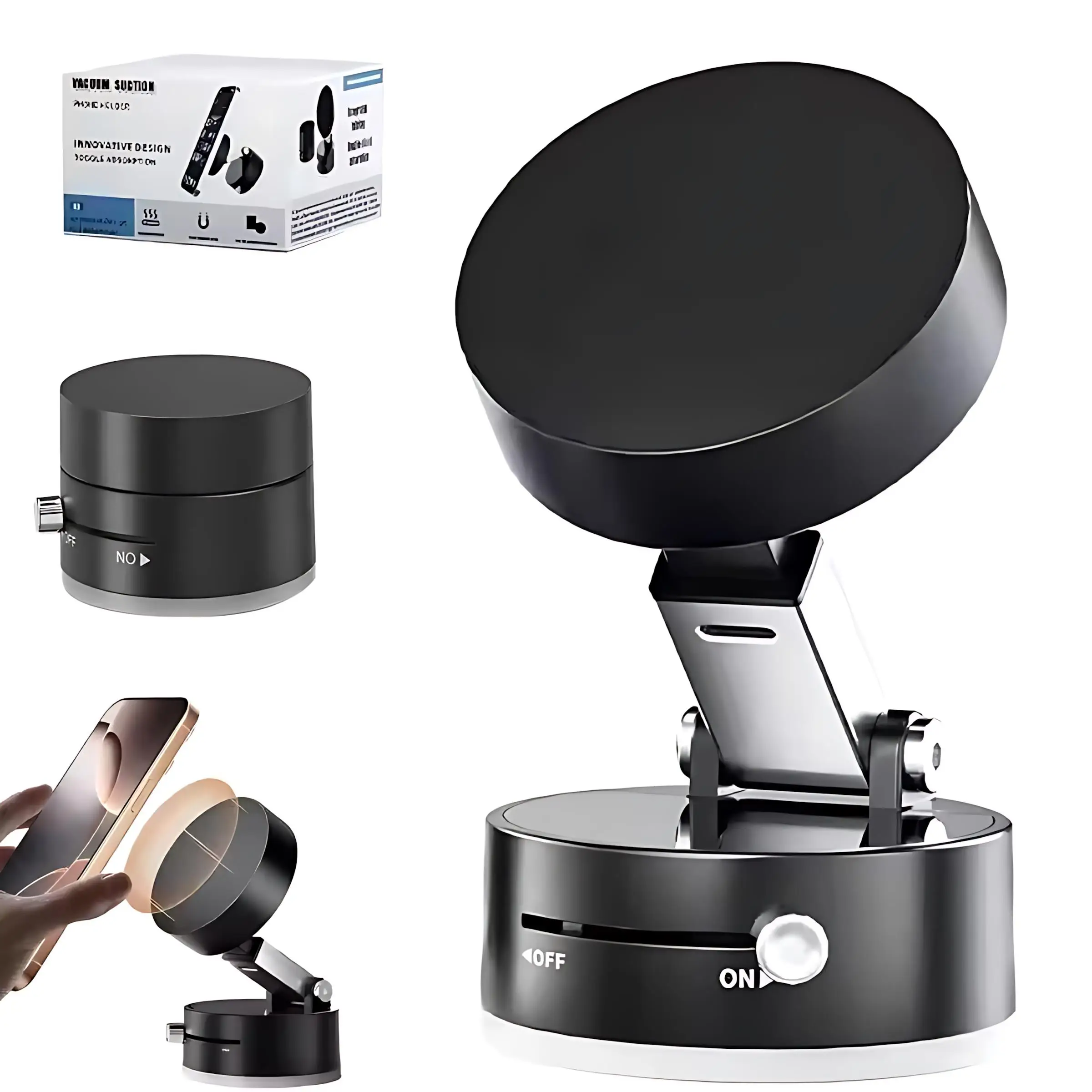 

Car Phone Holder With Vacuum Magnetic Suction Cup Foldable Adjustable Arm Phone Stand 360° Rotatable Navigation GPS For Bathroom