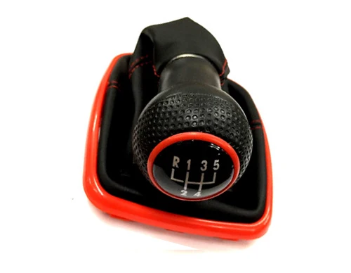 Gear Knob & Shift Boot (Red Frame & Red Stitching Boot) For VW Volkswagen Golf Jetta Bora MK4