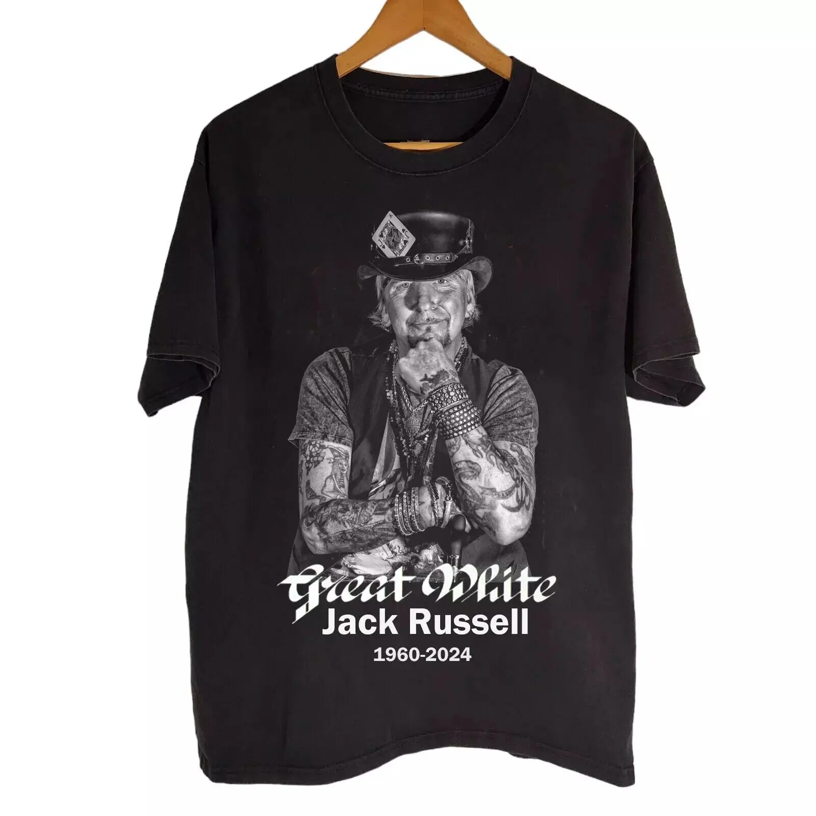 Remembering Great White Jack Russell 1960-2024 Black t-Shirt