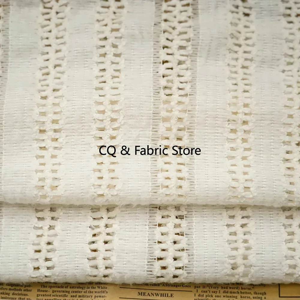 Stylish Autumn And Winter Multi-color Hollow Striped Embroidered Fabric For Coats And Dresses Fashion 1 meter
