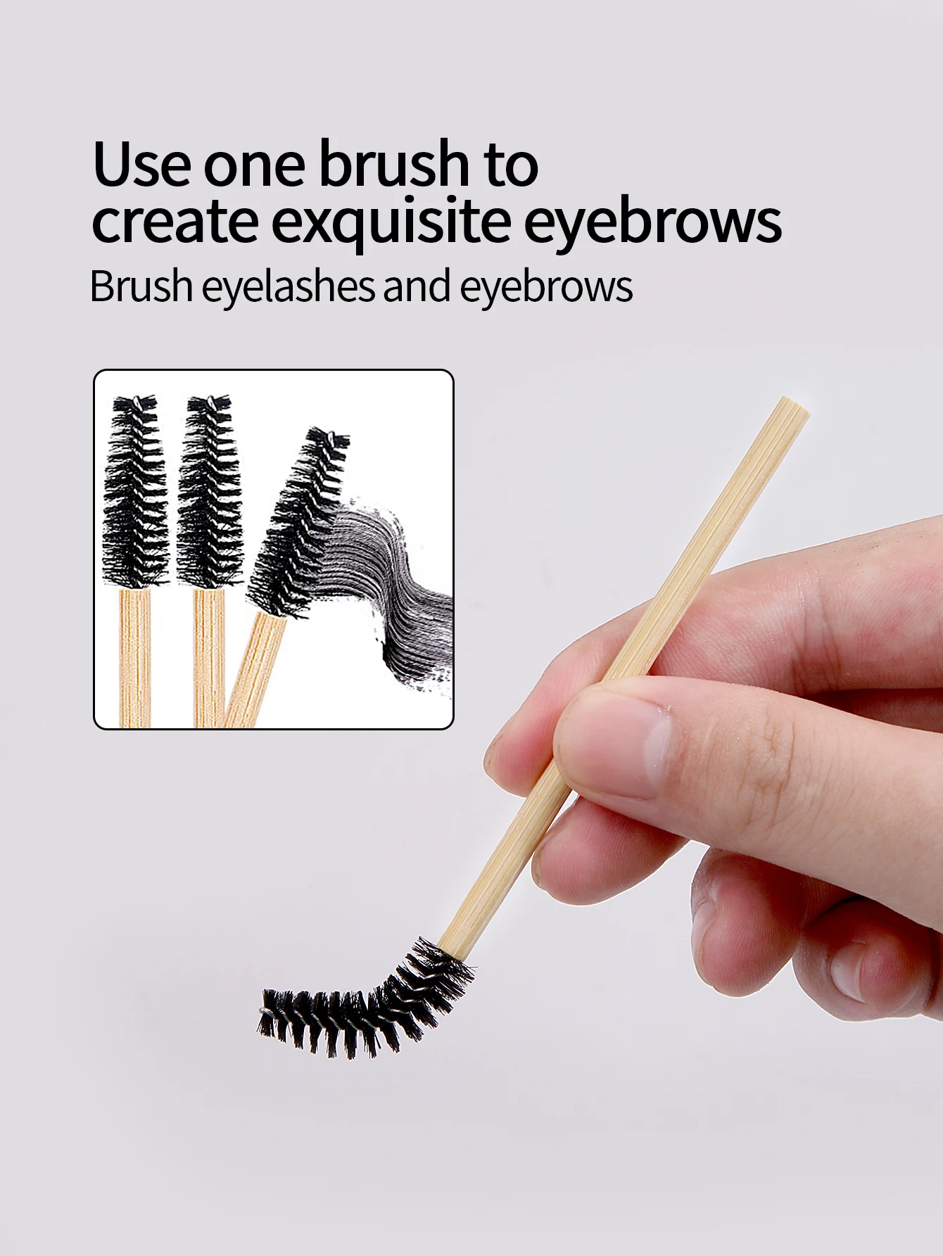 Brosse à cils avec manche en bambou, baguettes de mascara, applicateurs d'extension de cils, peigne à friser les cils, outils de maquillage, 50 pièces