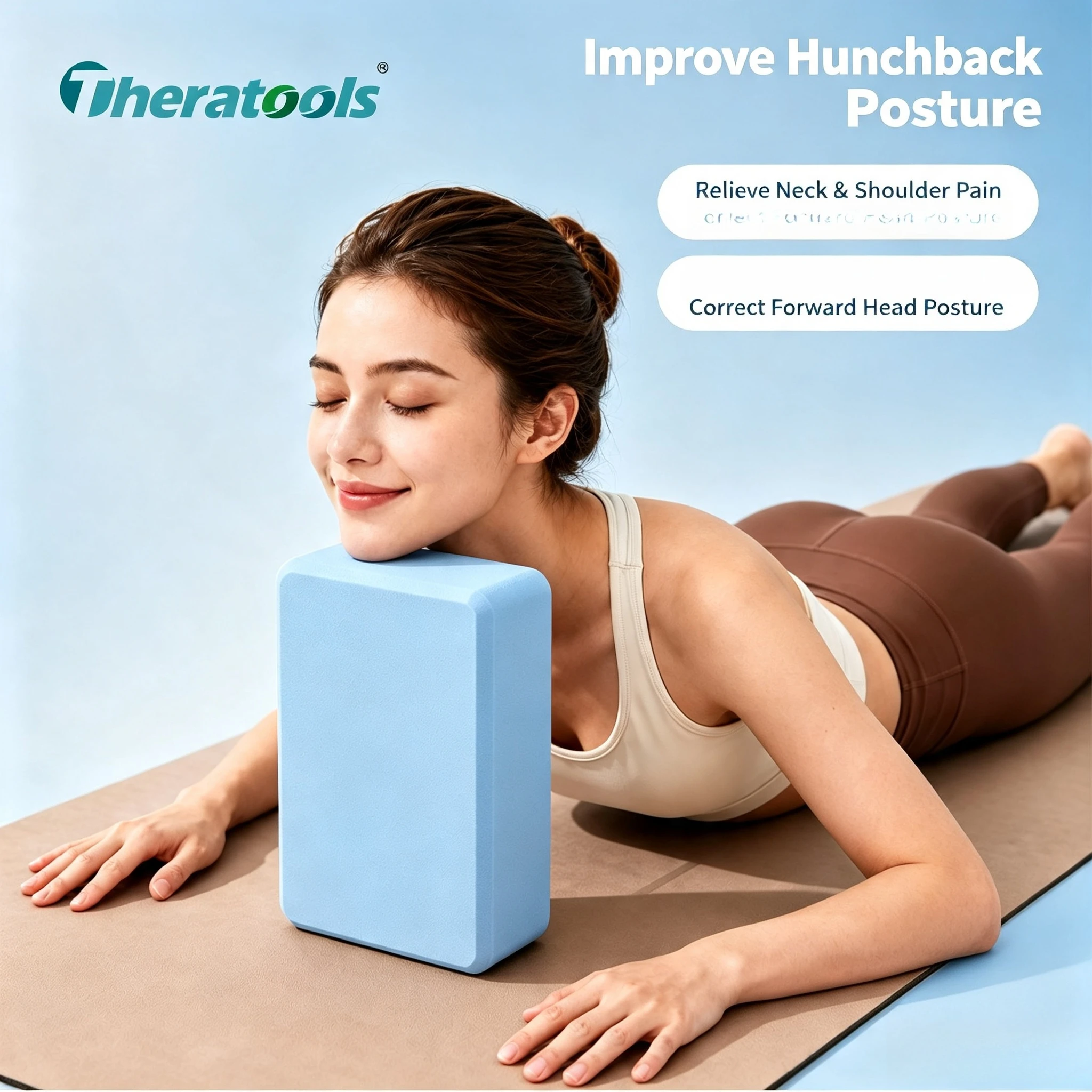 Yoga Brick for Neck Hump & Forward Head, High-Density Posture Corrector Block for Women, Home Fitness & Cervical Support