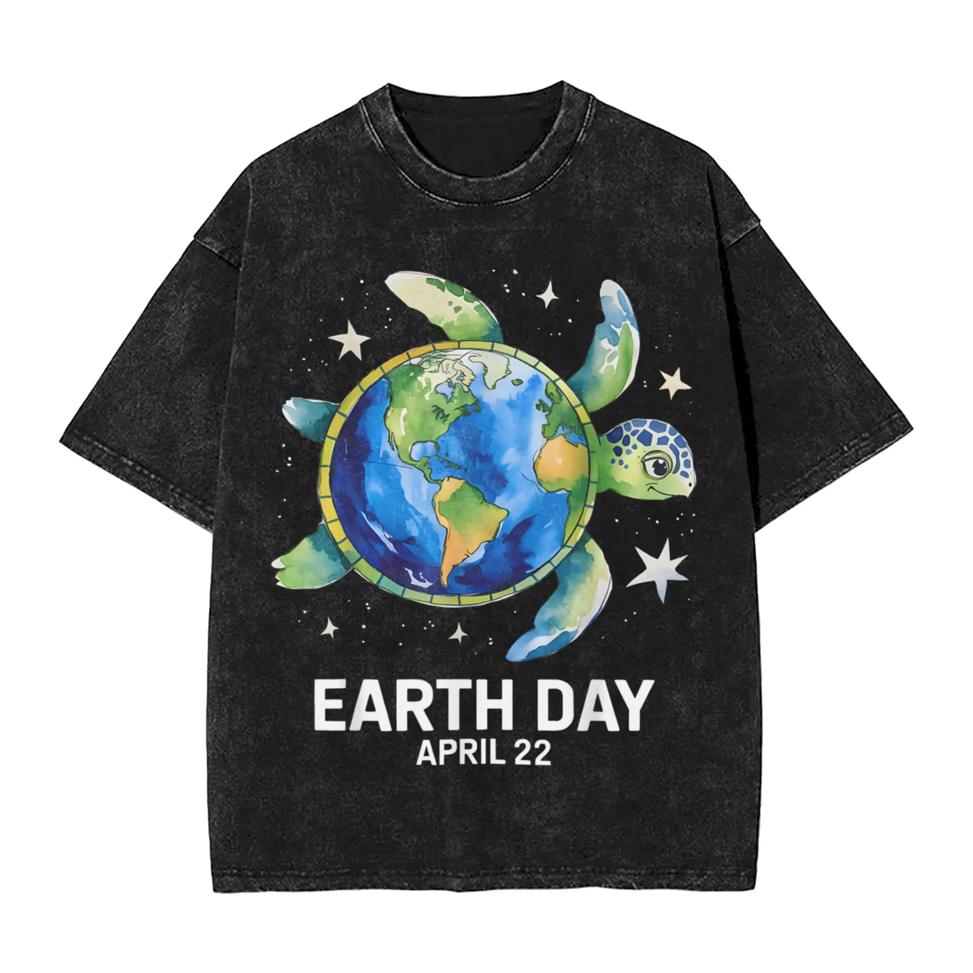 Earth Day 2026 Restore Earth Sea Turtle Art Save the Planet Washed T Shirt Streetwear T-Shirt  Tees for Men Women Short Sleeve