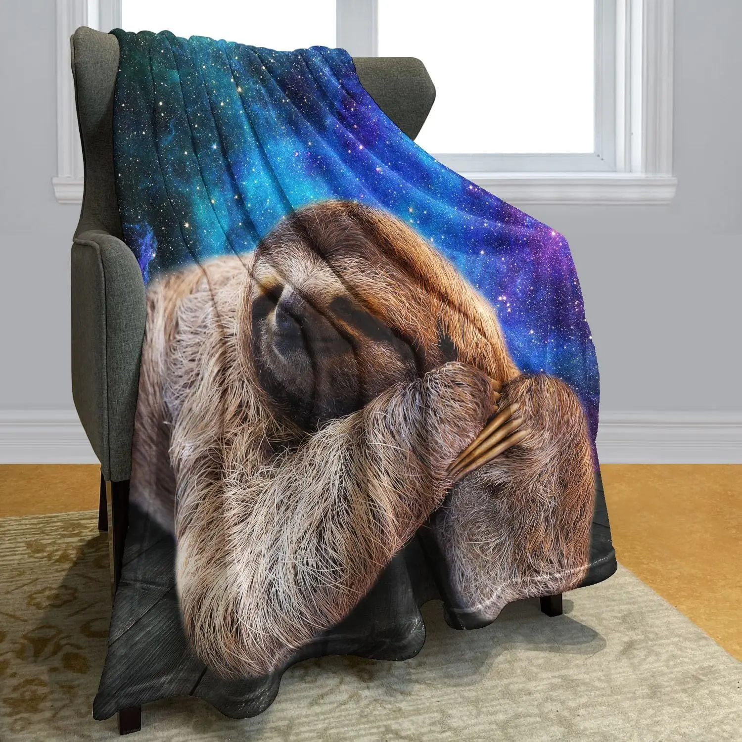 Soft and fluffy flannel blanket throw blue nebula slot gift blanket