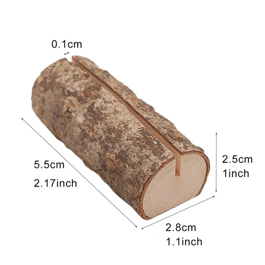 10pcs Wooden Stump Holder Card Photo Menu Memo Stand Display Name Table Number Party Hotel Restaurant