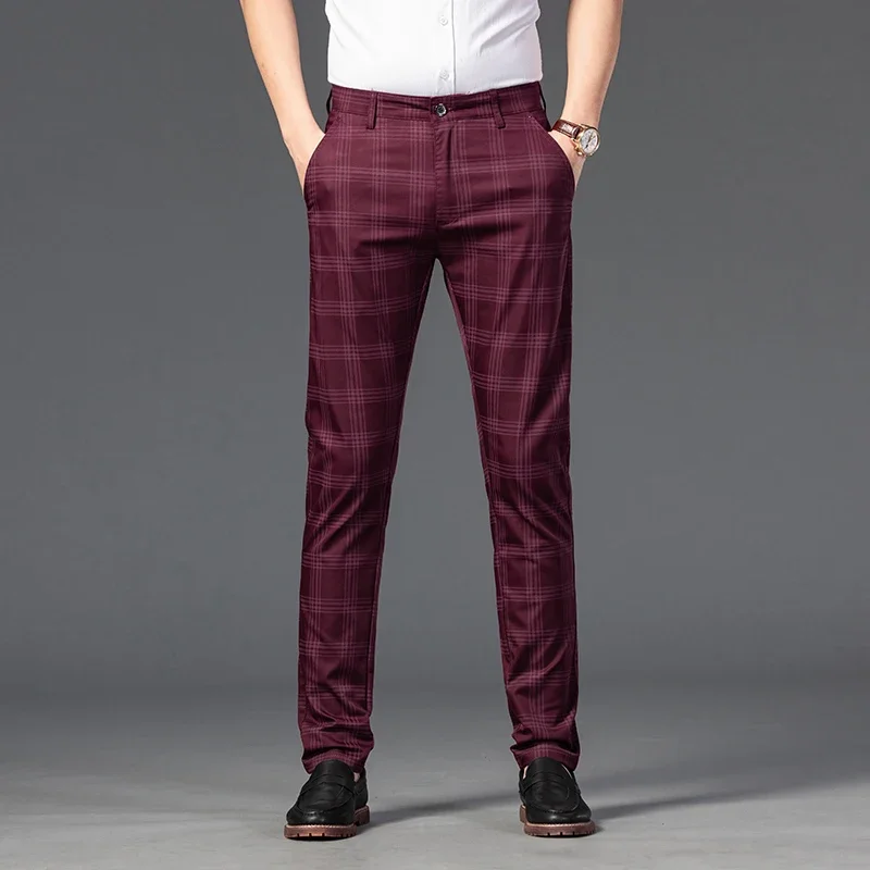 Spring Men\'s Trousers Fashion Business Classic Stripe Plaid Black Solid Color Trouser High Quality Formal Suit Pants Male 30-38