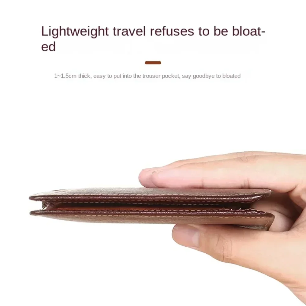 Herren-Geldbörsen, RFID-blockierend, echtes Leder, dreifach faltbar, kurze Business-Geldbörse für Herren, mit Ausweisfenster und Kreditkartenhalter