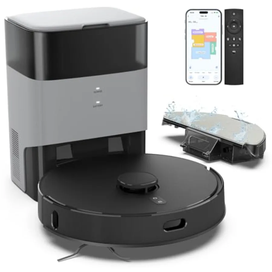 T20+ Robot Vacuum and Mop Combo Self-Emptying, 6, 000Pa Suction Robot Vacuum Cleaner, 75-Day Hands-Free, Home Mapping, APP/Remo