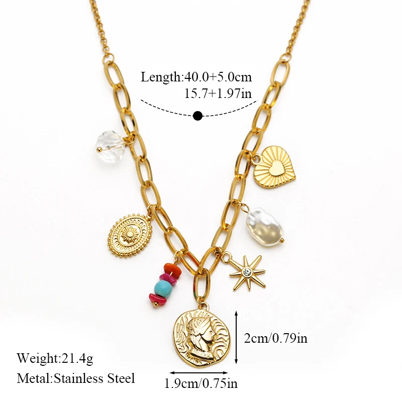 EILIECK 316L Edelstahl Goldfarben Seestern-Schildkröten-Anhänger Halskette Trendige Handgefertigte Halskette Wasserdichter Schmuck für Frauen – Detail 16