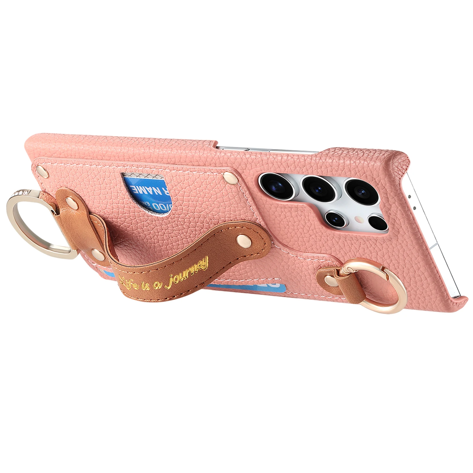 Wristband Cards Solt Ring Holder Leather Wallet Case For Samsung Galaxy S24 Ultra S23 Plus S22 A55 A15 A35 A25 A54 Stand Cover