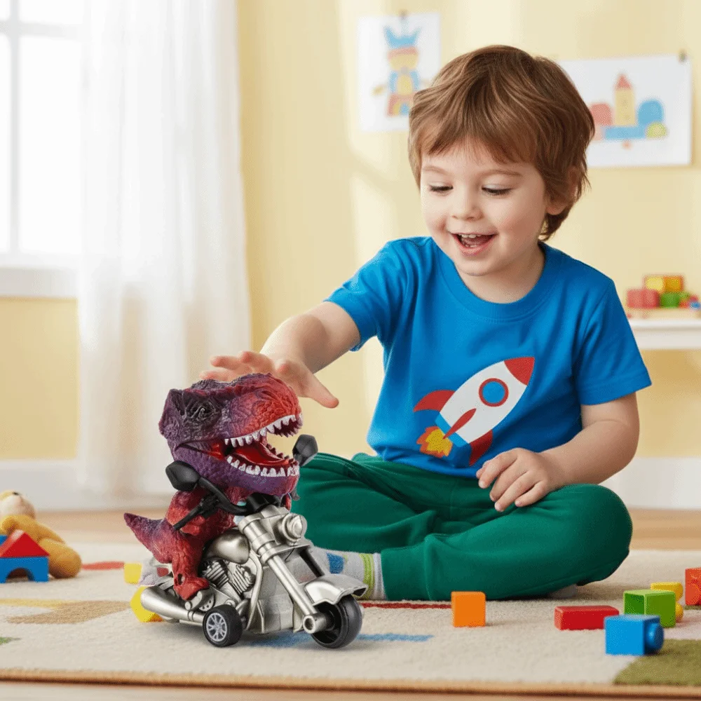 Animal Figurines Dinosaur Modeling Motorcycle Retro Motorcycle Childrens Toys Simulation Locomotive Motorcycle Children Gits view 3