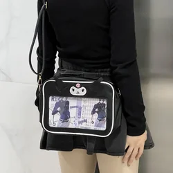 MBTI Lolita Kuromi Womens Shoulder Bag Japanese Style Cute Cartoon Fashion Ita Bag Jk Transparent 2024 Casual Leather Handbag