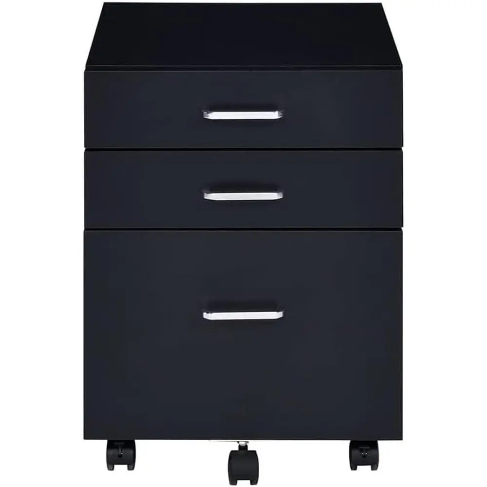 

Compact 3-Tier Cabinet Printer Stand with 5 Wheels (2 Locking) for Home Office and Desk Organization in Black
