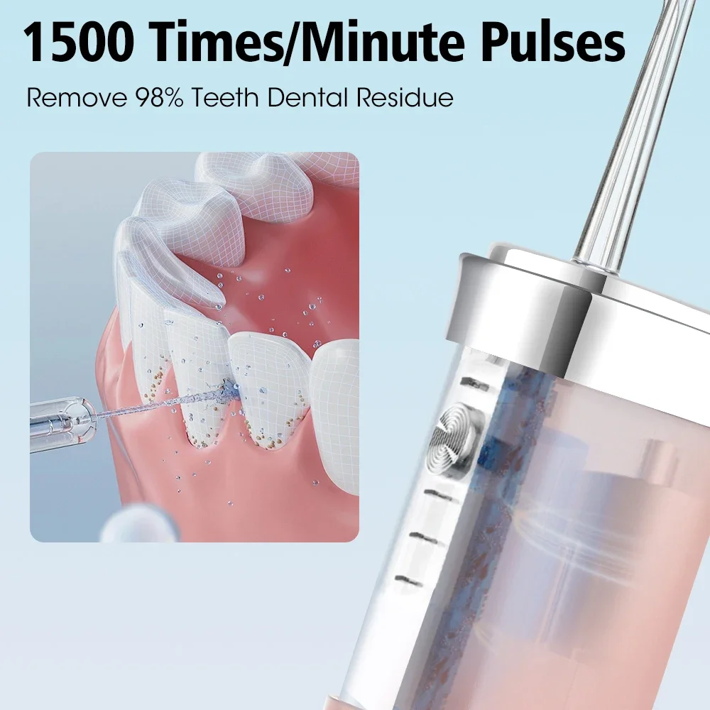 Electric Oral Irrigator Rechargeable Water Teeth Cleaning Machine Cordless Water Dental Flosser Teeth Pick for Adult Home Travel image 5
