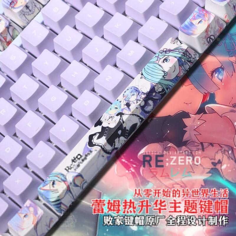 

1 Set PBT Dye Subbed Keycaps Cartoon Anime Key Caps Re Life in a different world from zero Rem Keycap For ANSI 61 87 104