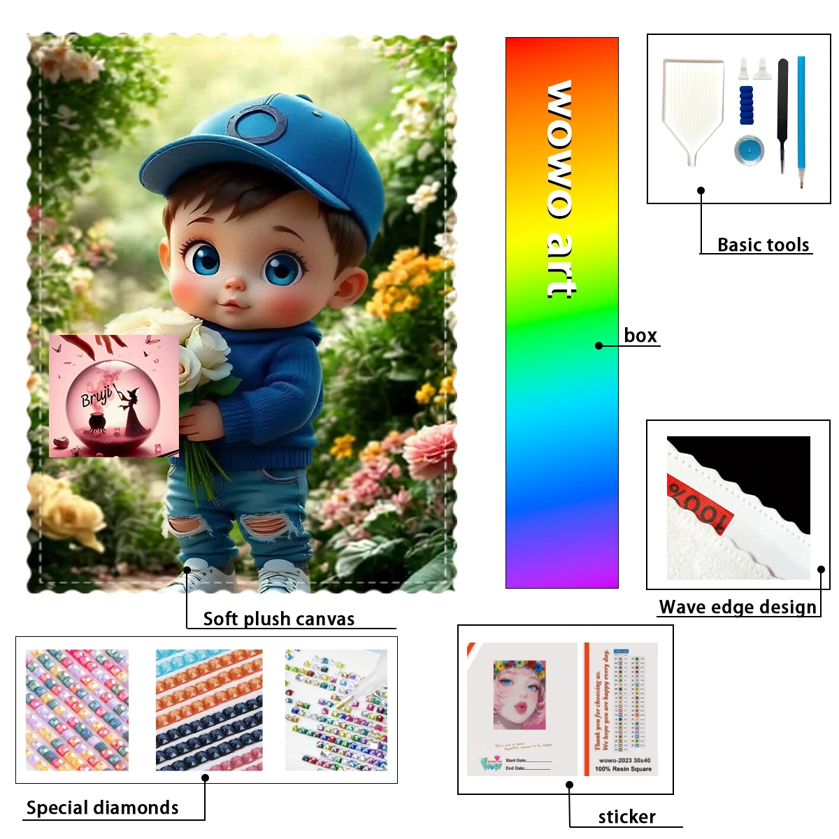 

【Bruji_ Diamond Art】Cute little boy Crystal AB Rhinestone FD Rhinestone Perfect Resin Diamond
