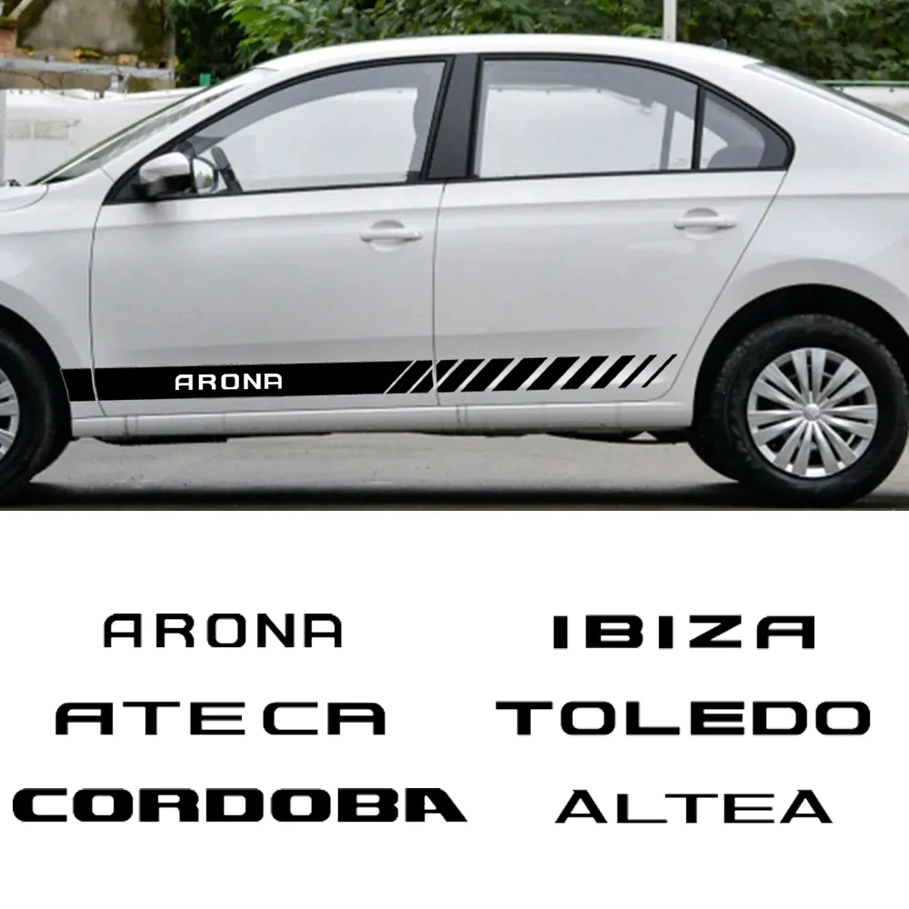 2pcs Car Door Side Stickers For Seat Ibiza 6j Ateca Arona Altea Leon mk3 Alhambra Tarraco Toledo Arosa Cordoba Auto Decorative