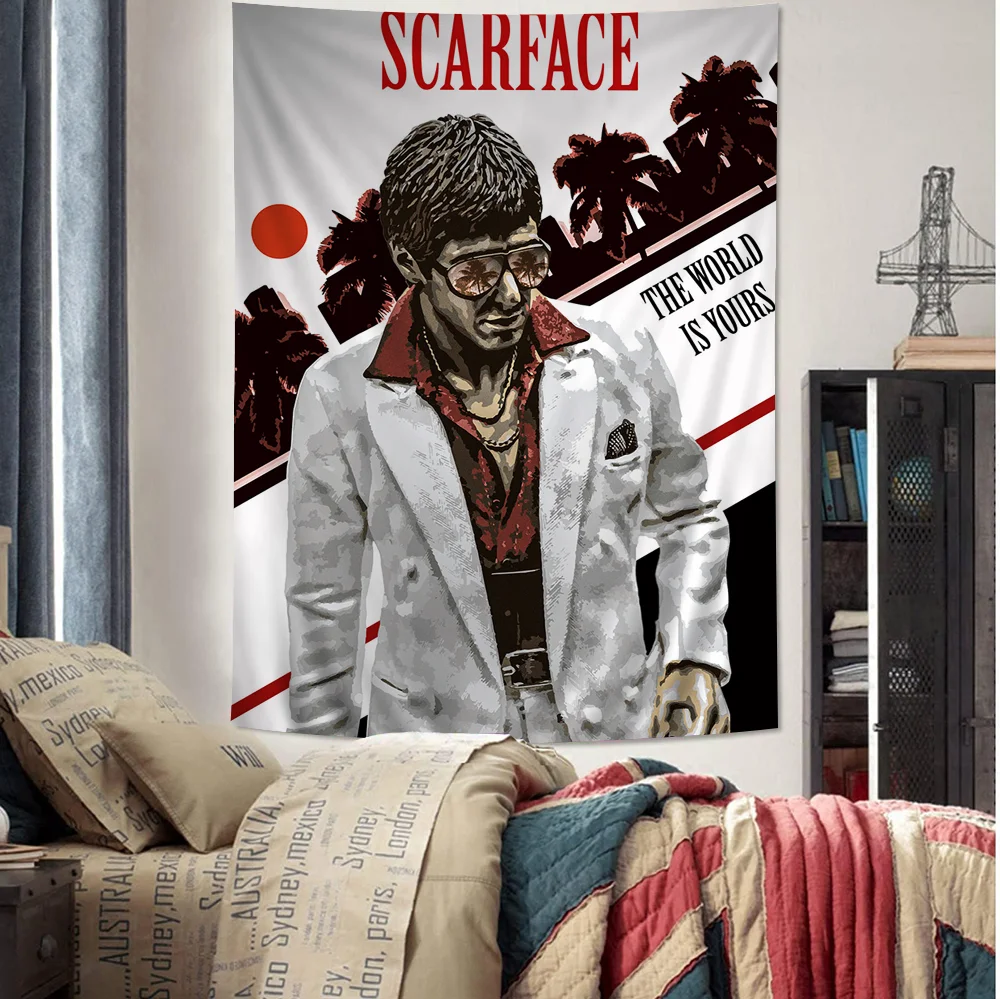 

Movie S-scarface Tapestry Art Printing Art Science Fiction Room Home Decor Wall Art Decor