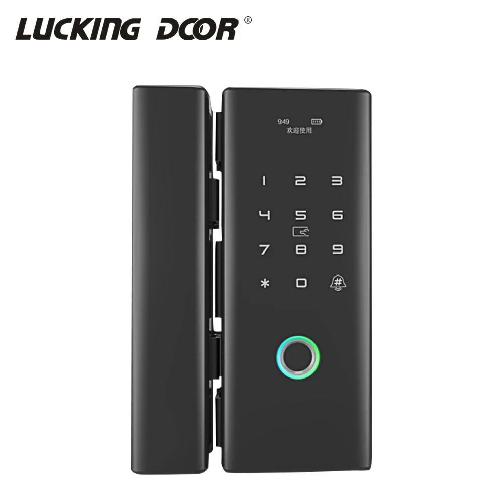 

Control Smart Lock Fingerprint RFID Card Password Eletronic Door Lock for Frameless Glass Push/Sliding Door