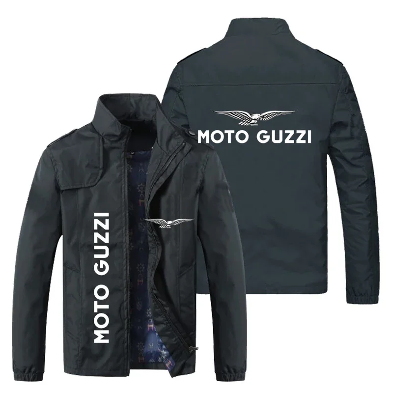 2023New primavera autunno uomo Casual Moto Guzzi Logo giacca a vento stampa cerniera Slim Hip-Hop Bomber cappotti maschili