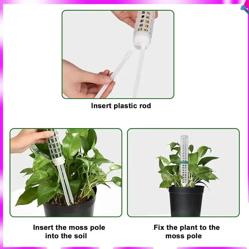 

N96R 6Pcs Moss Pole For Plants Monstera, 15.6 Inch Plastic Stackable Moss Poles For Small Or Medium Climbing Plants Monstera Dur