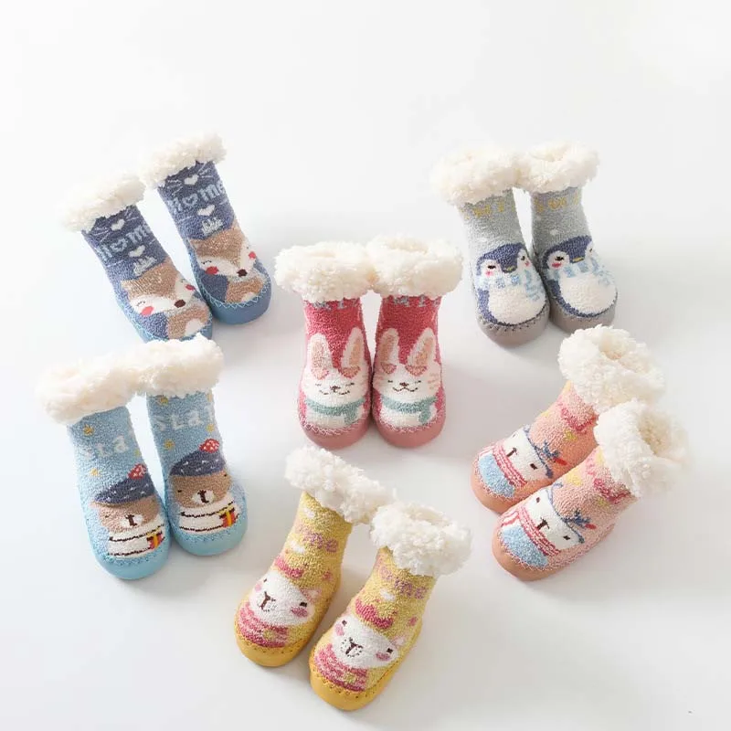 Winter Baby Boy Girl Booties Fluff Soft Toddler Shoes Baby Socks First Walkers Anti-slip Warm Newborn Floor Socks