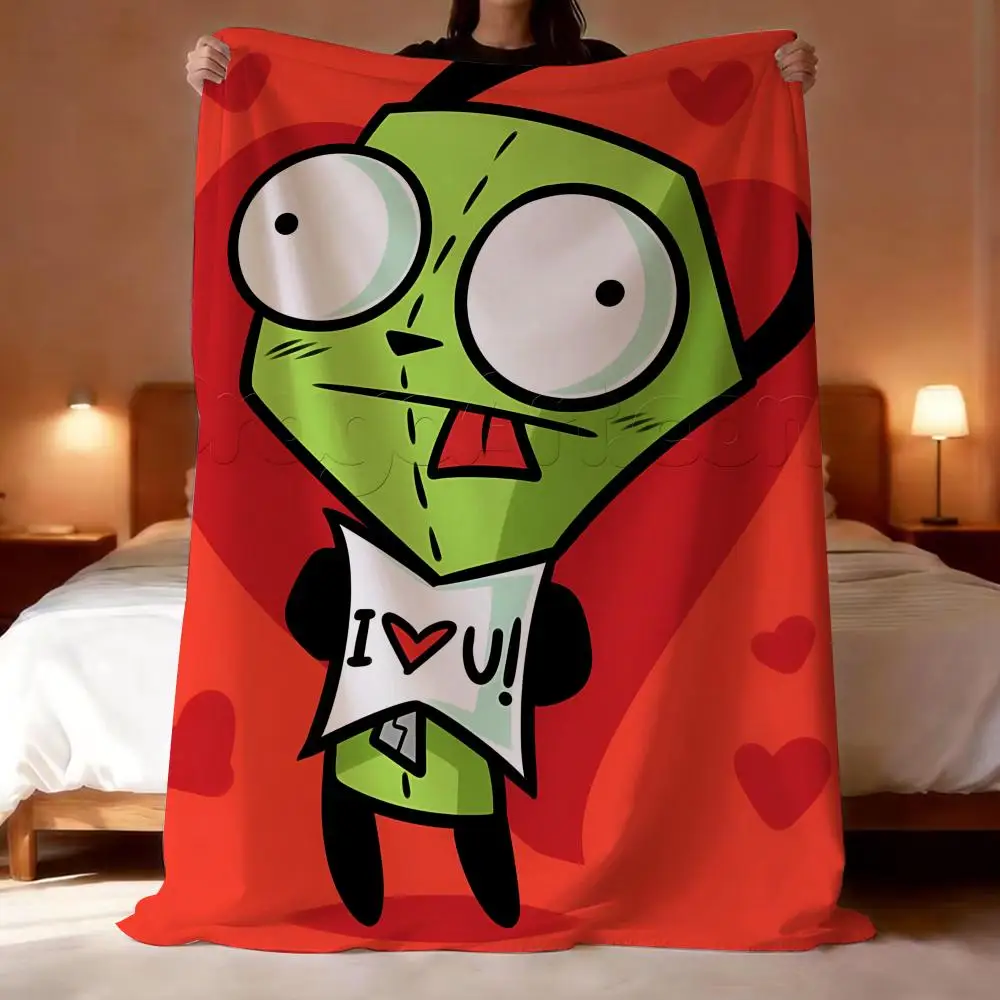 

Animation Invader ZIM Throw Lightweight 240g Flannel Blanket Soft Skin-friendly for Summer Cooling