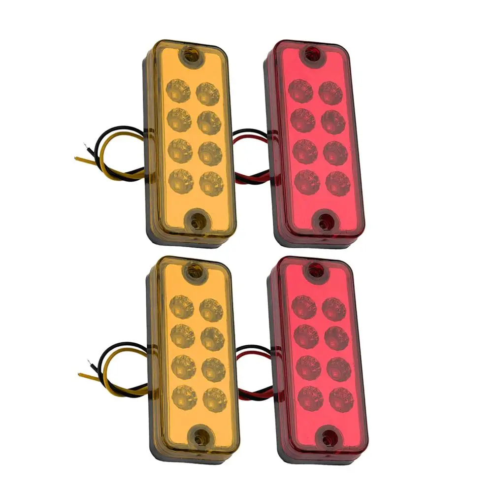 

4 шт. Янтарный и красный 8 светодиодных боковых габаритных фонарей, габаритная лампа 12 В, универсальная для автомобиля, грузовика, прицепа, грузовика, квадроцикла, внедорожника, UTE Pickup