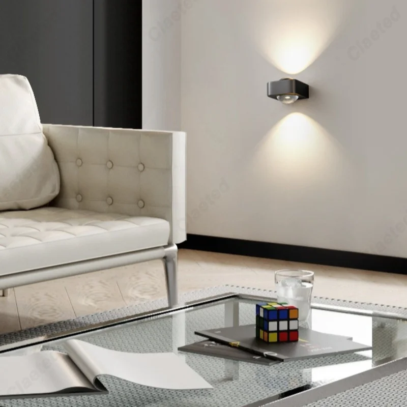 Modern Minimalist LED Eye-Caring Wall Lamp Square & Ball Combined Shape Decorative Lighting for Bedroom Living Room Home Use