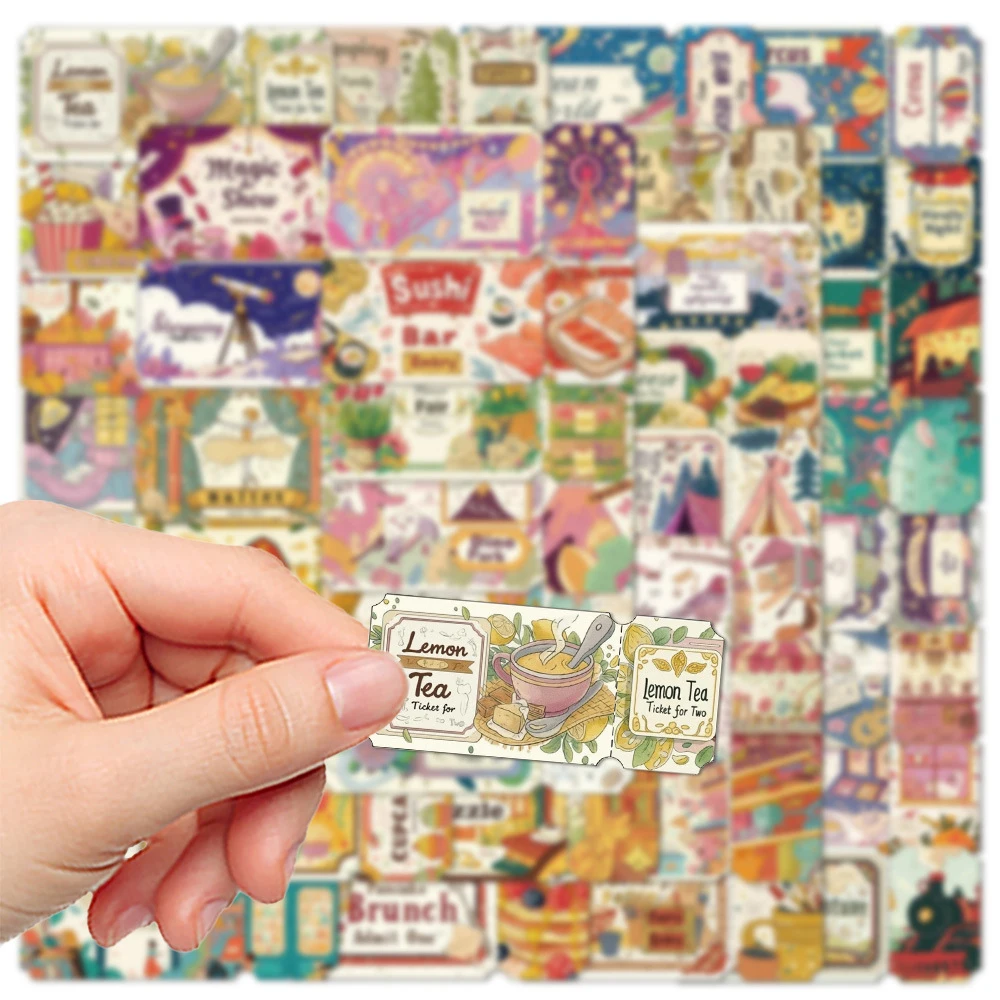 10/30/50 قطعة ريترو حلم تذكرة الكرتون ملصقات الجمالية مضحك الكتابة على الجدران سكرابوكينغ جراب هاتف المحمول INS Artsy ملصق اللعب #4