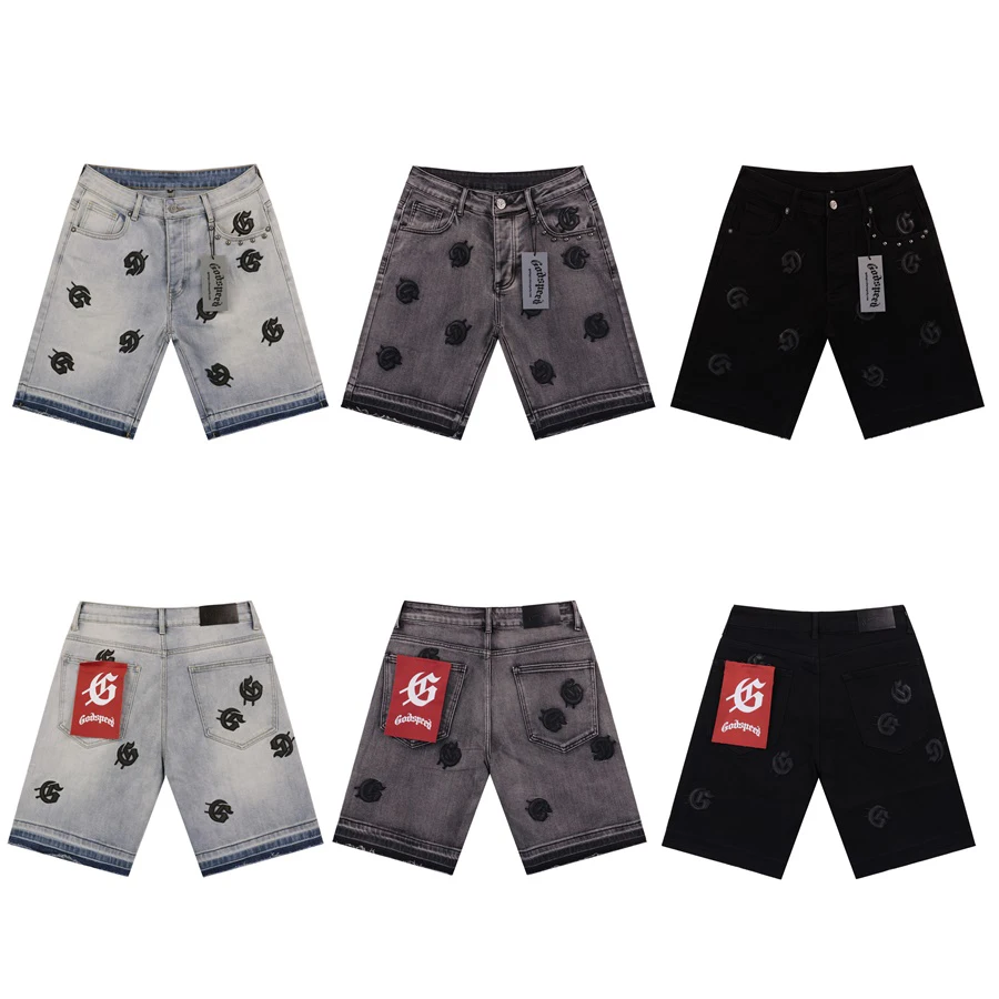 

Godspeed American High Street, повседневные орты большого размера, джинсовые орты с вышитым буквенным логотипом для мужчин и женщин