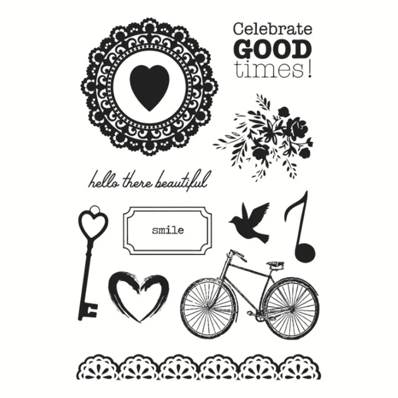 Kawaii Key Bike Transparent Silicone Finished Stamp DIY Scrapbooking Rubber Coloring Embossed Diary Stencils Decoration Reusable