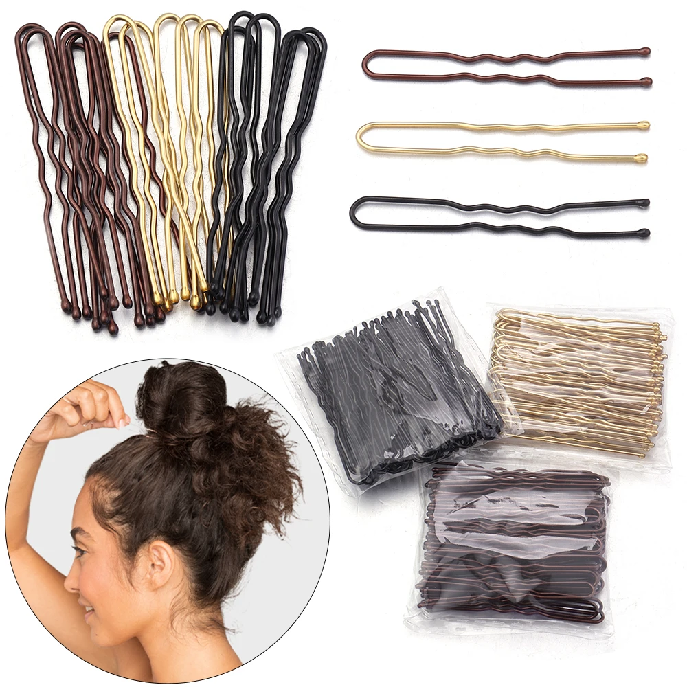 50Pcs Women Girls U Shaped Hairpins For Bun Metal Hairdressing Bobby Bridal Pin Barrette Salon Hair Styling Tools U Clips 5cm view 3