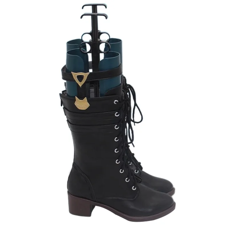 Genshin impact Lynette Cosplay Shoes Anime Black Long Boots Lynette Cosplay Costume Prop Shoes per accessori per feste di Halloween