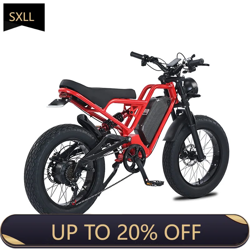 

SXLL New American retro 1500 watt electric mountain bike warehouse 20 inch lithium battery 48V 52v rear hub motor Shimano 7