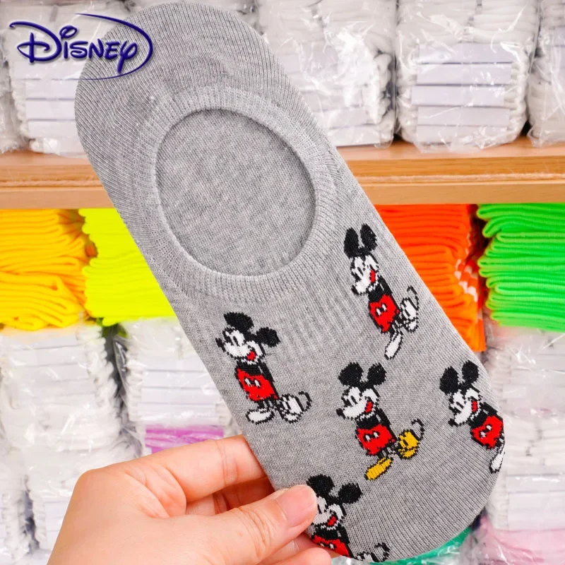 Disney Ladies Socks Cartoon Sweet Mickey Pattern Cotton Socks Female Models Large Size Casual Socks