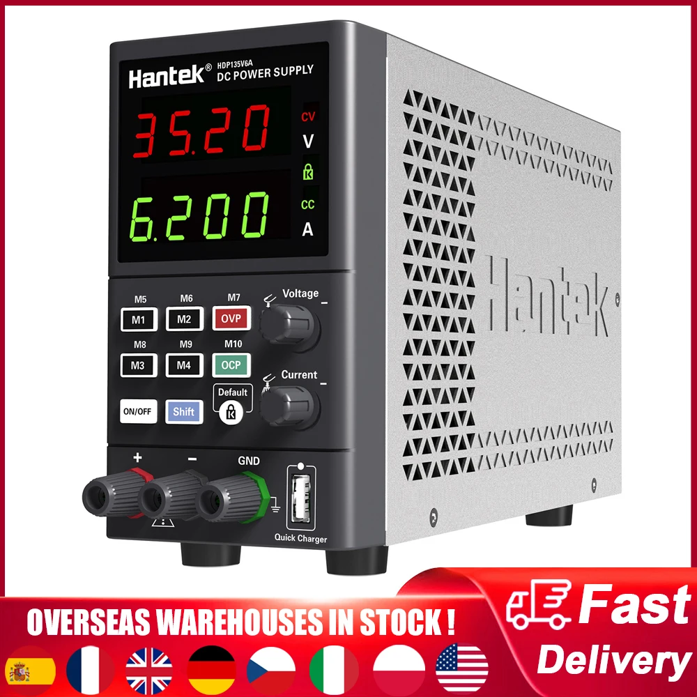 

Hantek 35V 6A Programmable DC Power Supply Low Ripple Low Noise LED Digital Lab Bench Power Source Stabilized Voltage Regulator