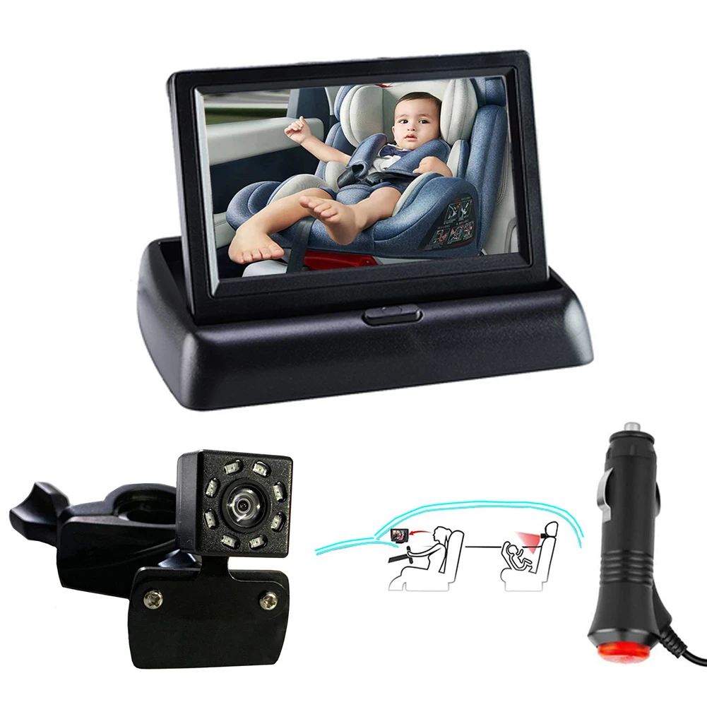 Baby 4.3/5 inch HD Foldable Car Rear View Monitor Reversing LCD TFT Display with Night Vision Backup Rearview Camera for Vehicle