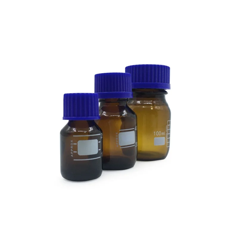 2PCS Laboratory Sealed Glass Bottle 100/250/500/1000ml Brown With Tape scale Liquid Medicine Bottle